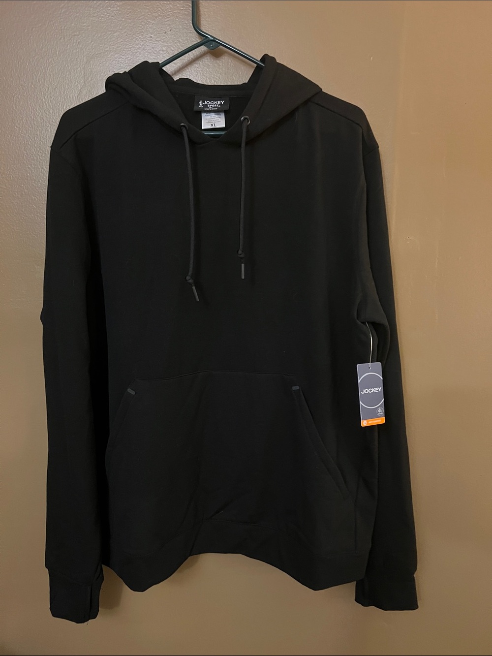 Jockey Men's Black Hoodie with Kangaroo Pocket